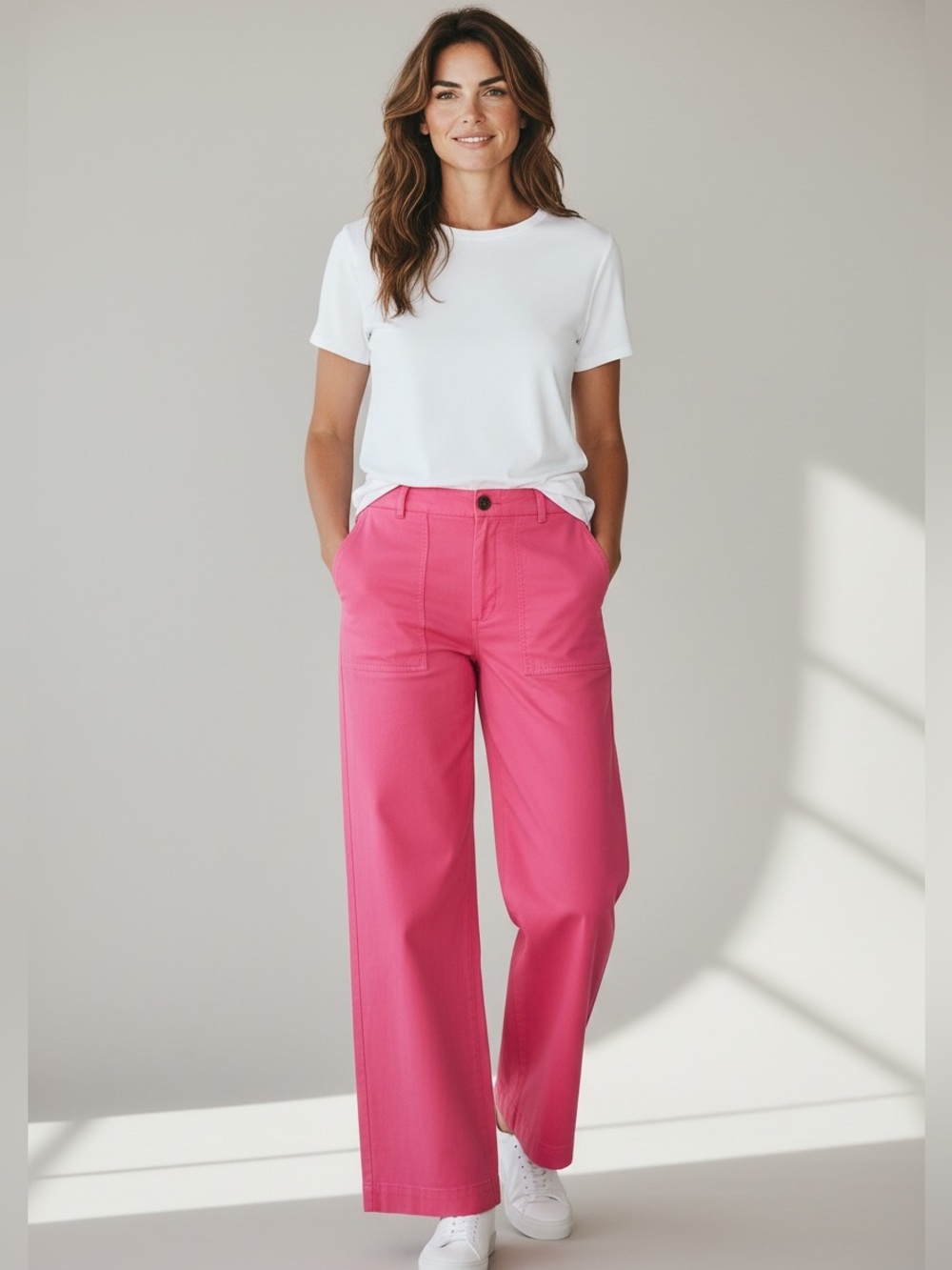 NWT J. Crew Lizzie High Rise Patch Pocket Wide Leg Pants Fuchsia Size 28